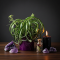 Bonnie Curly Spider Plant - Purple Pot