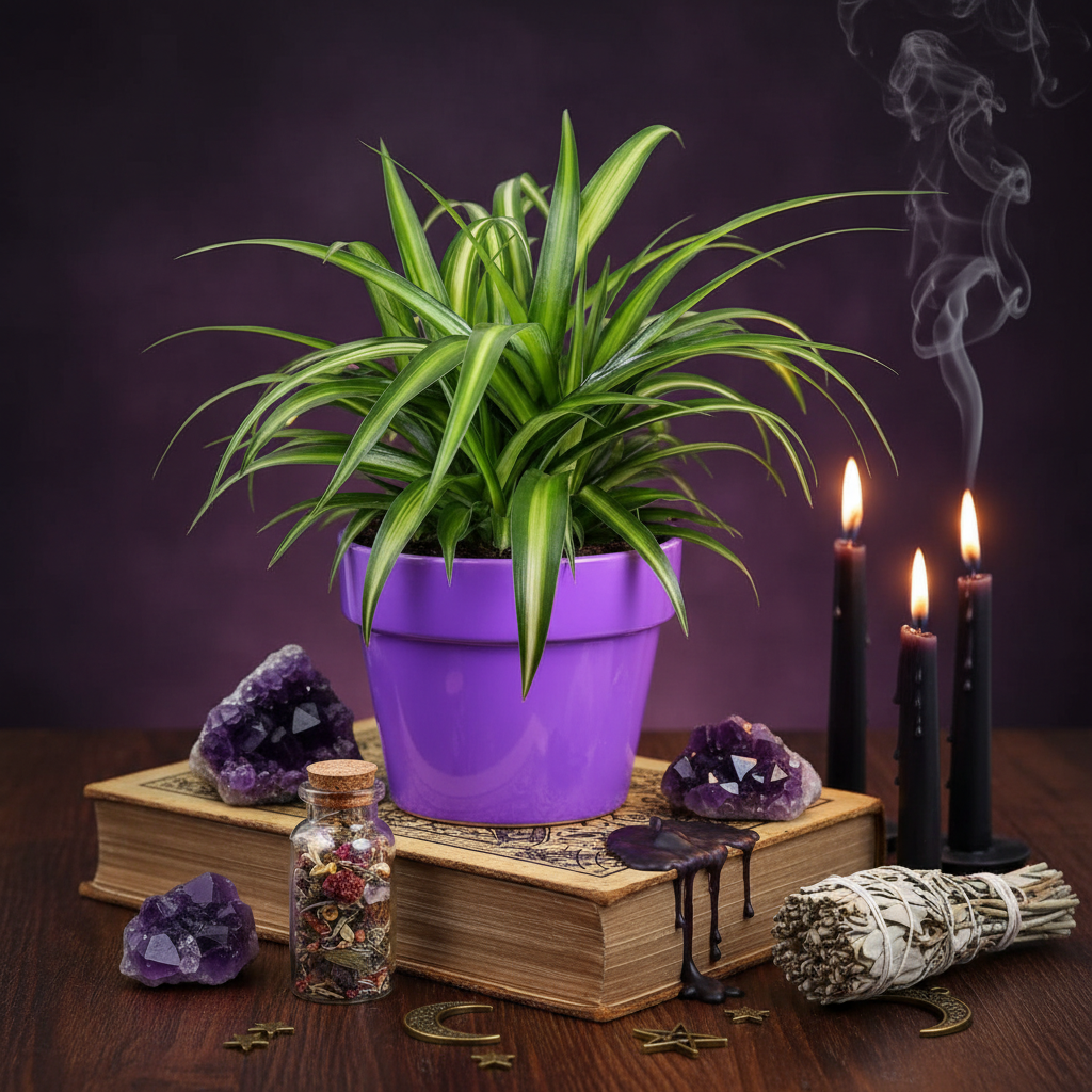 Hawaiian Spider Plant - Purple Pot Witchy