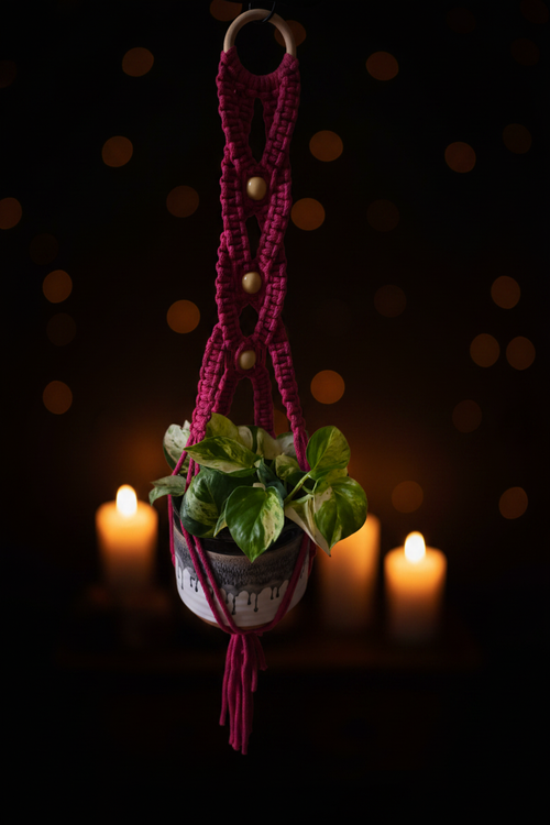 Magenta Macramé Hanger — Witchy Background