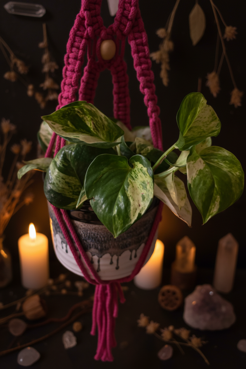 Magenta Macramé Hanger — Witchy Enhanced